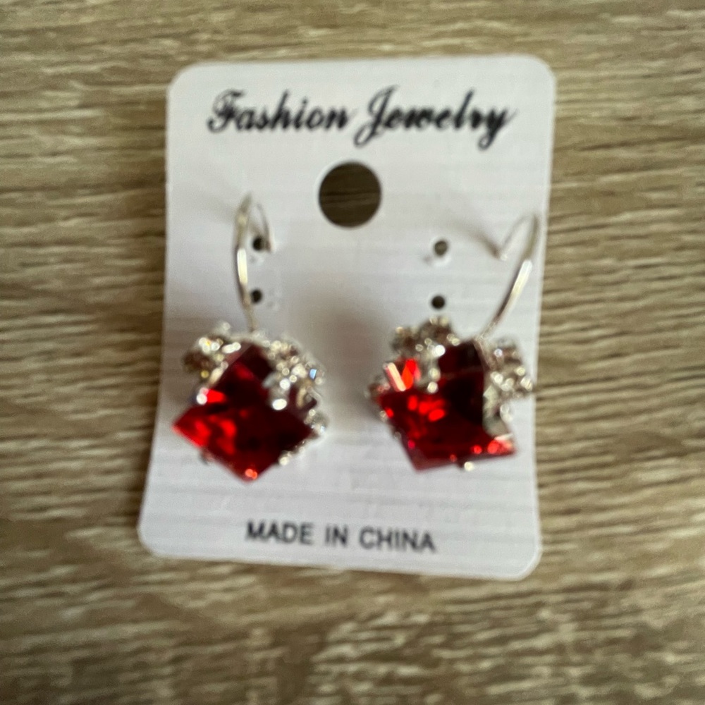 Fashion Jewelry Ruby Red Earrings